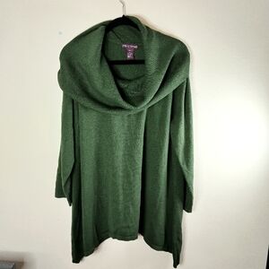 Jessica London Women's 22/24 Rich Green Tunic Large cowl neck Christmas Color